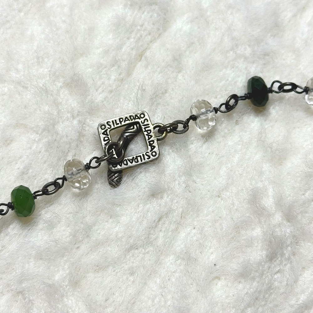 Vintage Silpada Sterling Silver Green Jade Crystal Beaded Necklace 17 inch - Picture 11 of 11